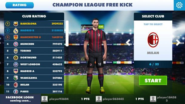 بازی موبایل Champions League: Free Kick